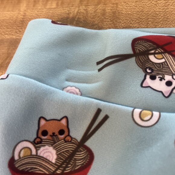 Hot Topic Ramen Kitty Cat Skater Skirt SZ Medium Mini Blue Stretch - Picture 8 of 9